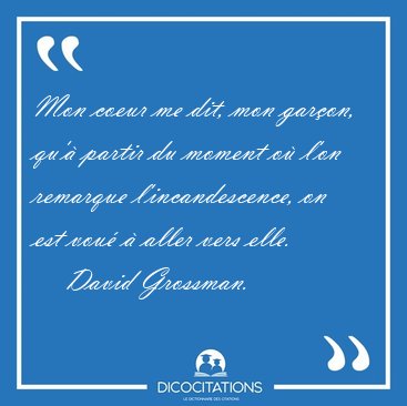 Mon coeur me dit, mon gar�on, qu'� partir du moment o� l'on [...] - David Grossman...