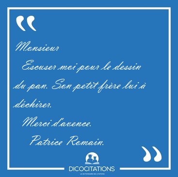 Monsieur    Escuser moi pour le dessin du pan. Son petit fr�re [...] - Patrice Romain...