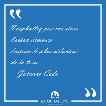 N'asphaltez pas vos r�ves  l'oc�an demeure  l'espace le plus [...] - Gu�nane Cade...
