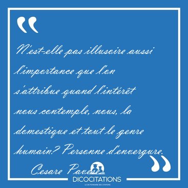 N'est-elle pas illusoire aussi l'importance que l'on s'attribue [...] - Cesare Pavese...