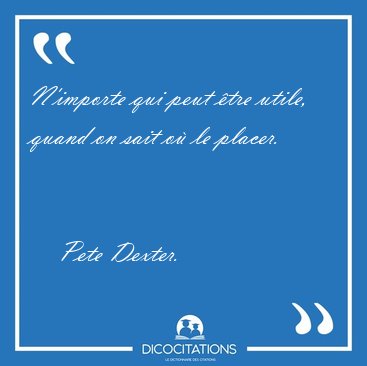 N'importe qui peut �tre utile, quand on sait o� le [...] - Pete Dexter...