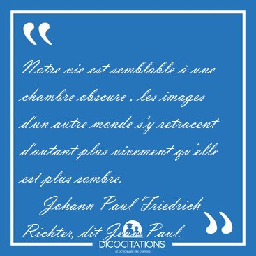 Notre vie est semblable � une chambre obscure , les images d'un [...] - Johann Paul Friedrich Richter, dit Jean-Paul...