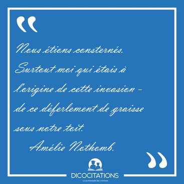 Nous �tions constern�s. Surtout moi qui �tais � l'origine de [...] - Am�lie Nothomb...