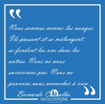 Nous sommes comme les nuages. Ils passent et se m�langent, se [...] - Bernardo Carvalho...