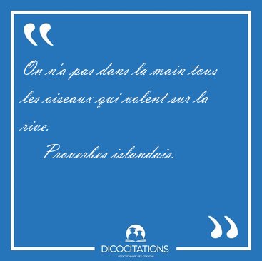 On n'a pas dans la main tous les oiseaux qui volent sur la [...] - Proverbes islandais...