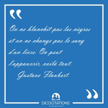 On ne blanchit pas les ngres et on ne change pas le sang d'un [...] - Gustave Flaubert...