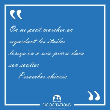 On ne peut marcher en regardant les toiles lorsqu'on a une [...] - Proverbes chinois...