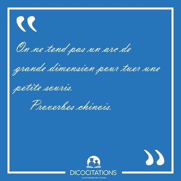 On ne tend pas un arc de grande dimension pour tuer une petite [...] - Proverbes chinois...