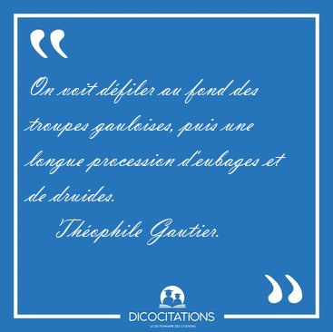 On voit dfiler au fond des troupes gauloises, puis une longue [...] - Thophile Gautier...
