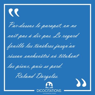 Par-dessus le parapet, on ne voit pas  dix pas. Le regard [...] - Roland Dorgels...