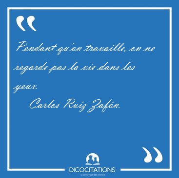 Pendant qu'on travaille, on ne regarde pas la vie dans les [...] - Carlos Ruiz Zaf�n...