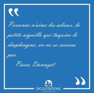 Personne n'aime les adieux, la petite aiguille qui taquine le [...] - Pierre Ducrozet...