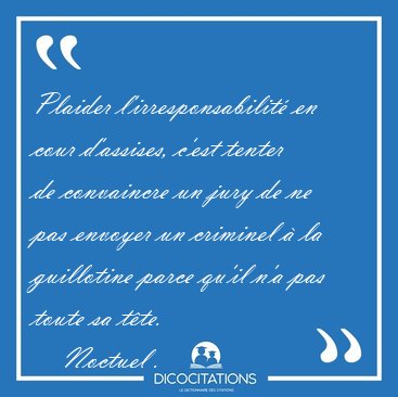 Plaider l'irresponsabilit� en cour d'assises, c'est tenter de [...] - Noctuel ...
