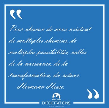 Pour chacun de nous existent de multiples chemins, de multiples [...] - Hermann Hesse...