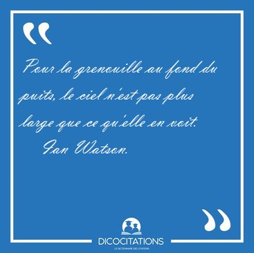 Pour la grenouille au fond du puits, le ciel n'est pas plus [...] - Ian Watson...
