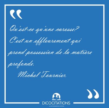 Qu'est-ce qu'une caresse? C'est un effleurement qui prend [...] - Michel Tournier...