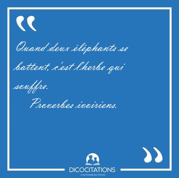 Quand deux lphants se battent, c'est l'herbe qui souffre. [...] - Proverbes ivoiriens...