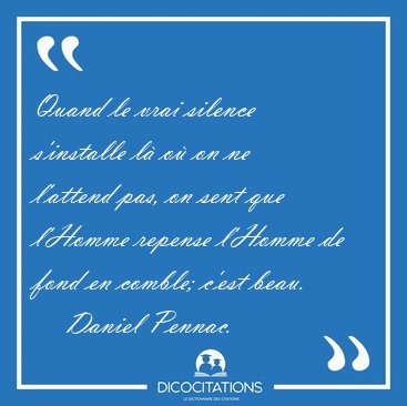 Quand le vrai silence s'installe l o on ne l'attend pas, on [...] - Daniel Pennac...