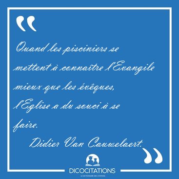 Quand les pisciniers se mettent � conna�tre l'Evangile mieux que [...] - Didier Van Cauwelaert...