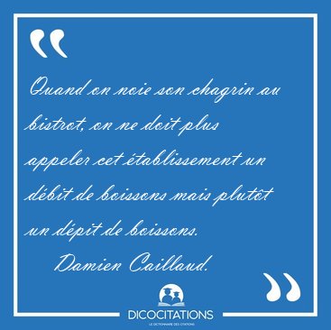 Quand on noie son chagrin au bistrot, on ne doit plus appeler [...] - Damien Caillaud...