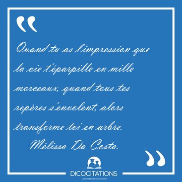 Quand tu as l'impression que la vie t'�parpille en mille [...] - M�lissa Da Costa...