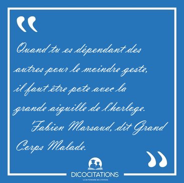 Quand tu es dpendant des autres pour le moindre geste, il faut [...] - Fabien Marsaud, dit Grand Corps Malade...