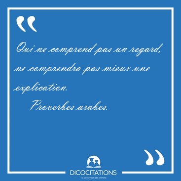 Qui ne comprend pas un regard, ne comprendra pas mieux une [...] - Proverbes arabes...