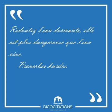 Redoutez l'eau dormante, elle est plus dangereuse que l'eau [...] - Proverbes kurdes...