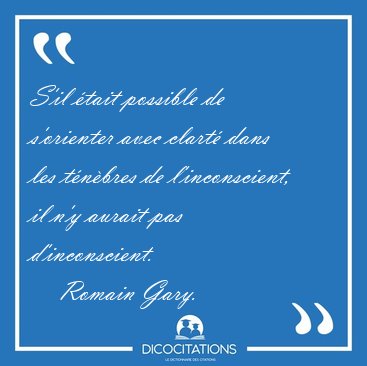 S'il �tait possible de s'orienter avec clart� dans les t�n�bres [...] - Romain Gary...