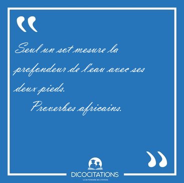 Seul un sot mesure la profondeur de l'eau avec ses deux [...] - Proverbes africains...