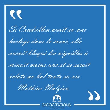 Si Cendrillon Avait Eu Une Horloge Dans Le Coeur Elle Aurait Mathias Malzieu