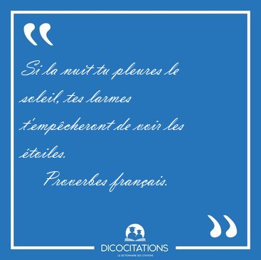 Si La Nuit Tu Pleures Le Soleil Tes Larmes T Empecheront De Proverbes Francais