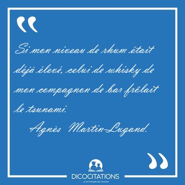Si mon niveau de rhum tait dj lev, celui de whisky de mon [...] - Agns  Martin-Lugand...