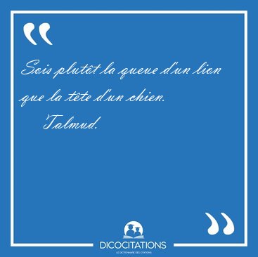 Sois plut�t la queue d'un lion que la t�te d'un [...] - Talmud...