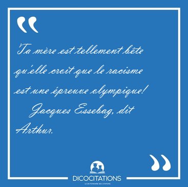 Ta m�re est tellement b�te qu'elle croit que le racisme est une [...] - Jacques Essebag, dit Arthur...