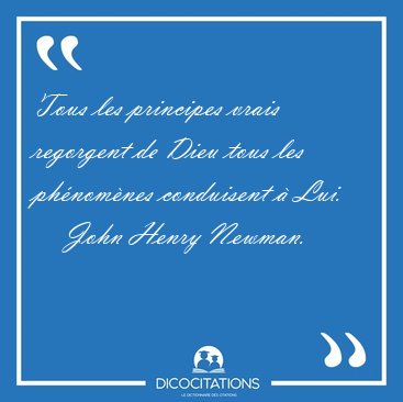 Tous les principes vrais regorgent de Dieu tous les ph�nom�nes [...] - John Henry Newman...