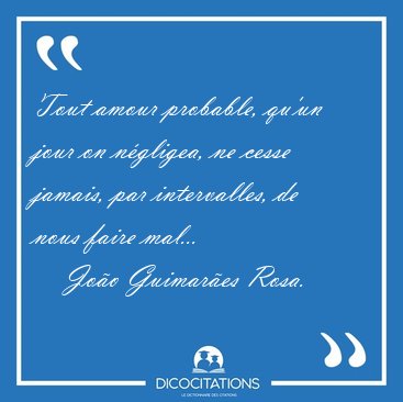 Tout amour probable, qu'un jour on n�gligea, ne cesse jamais, [...] - Jo�o Guimar�es Rosa...
