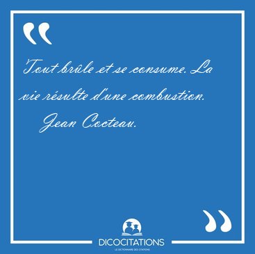 Tout br�le et se consume. La vie r�sulte d'une combustion. [...] - Jean Cocteau...