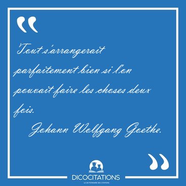 Tout s'arrangerait parfaitement bien si l'on pouvait faire les [...] - Johann Wolfgang Goethe...