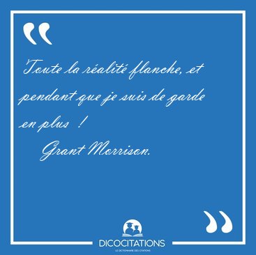 Toute la r�alit� flanche, et pendant que je suis de garde en [...] - Grant Morrison...