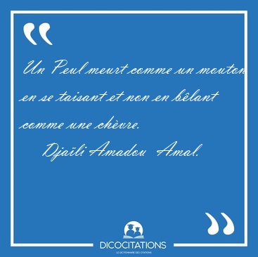 Un Peul meurt comme un mouton en se taisant et non en b�lant [...] - Dja�li Amadou  Amal...