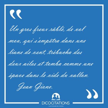 Un gros freux rbl, de vol mou, qui s'emptra dans une liane de [...] - Jean Giono...
