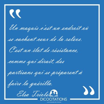 Un maquis c'est un endroit o� se cachent ceux de la rel�ve. [...] - Elsa Triolet...
