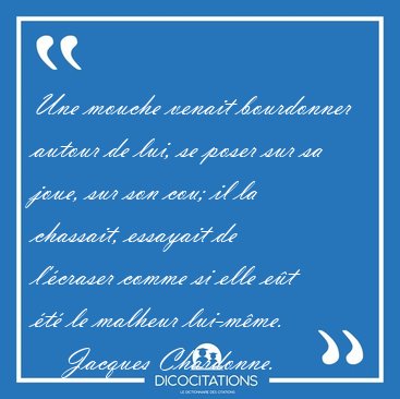 Une mouche venait bourdonner autour de lui, se poser sur sa [...] - Jacques Chardonne...