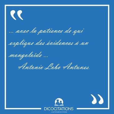 ... avec la patience de qui explique des �vidences � un [...] - Antonio Lobo Antunes...