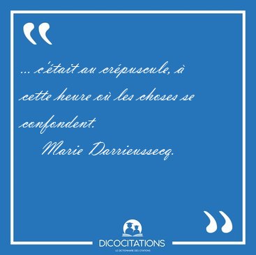 ... c'�tait au cr�puscule, � cette heure o� les choses se [...] - Marie Darrieussecq...